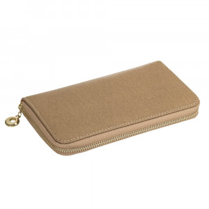 Portofel dama din piele naturala safiano DiAmanti Sanremo Beige Scuro